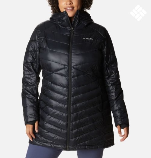 Women's Columbia Joy Peak Omni-Heat Infinity Mid Hooded Insulated Jackets Black | Plus Size CA-E530C